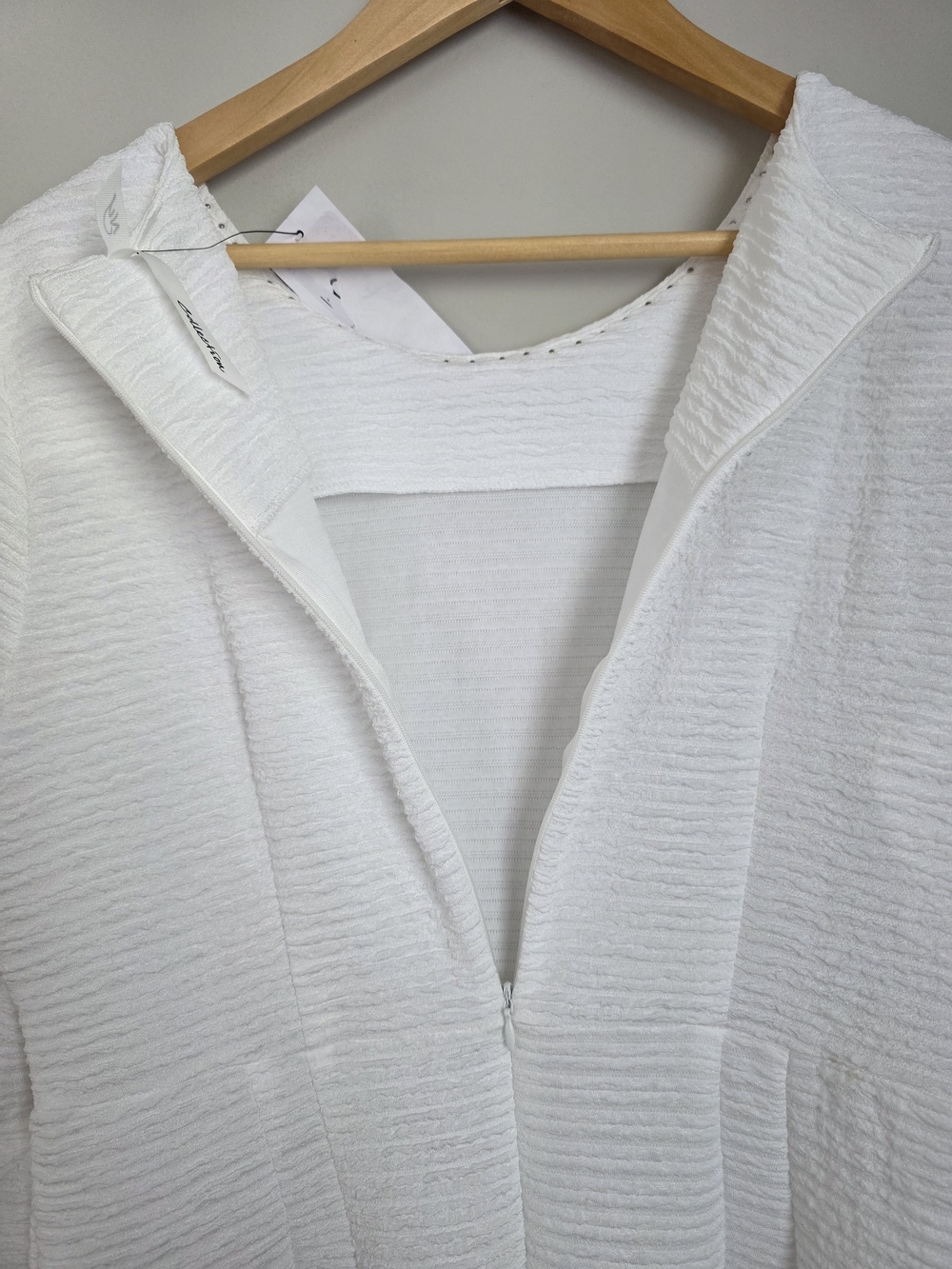 NY Collection White Dress Pearl Neck Ruffle Sleeve Women’s L NWT - Picture 7 of 10